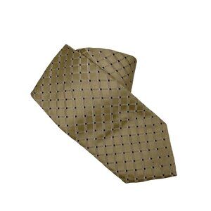 Club Room Mens Beige and Blue Checkered Silk Tie